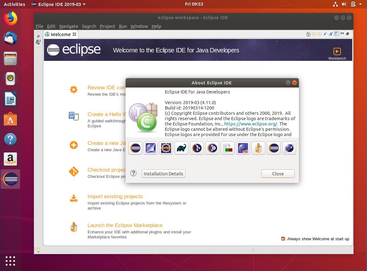 Eclipse IDE 2019-03 on Ubuntu 18.04